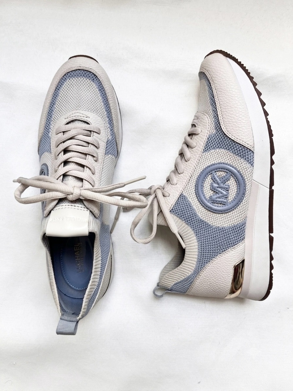 Michael Kors Jenkins Two tone  Stretch knit Logo Sneakers 10